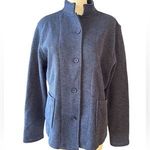 Classic Navy Utility Jacket Blazer High Neck L